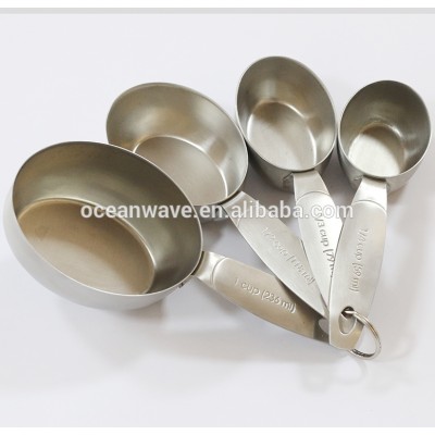 4pcs oval shaped stainless steel function of measuring cup set