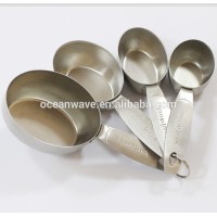 4pcs oval shaped stainless steel function of measuring cup set