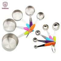 Wholesale Amazon 10pcs stainless steel silicone handle measuring cups